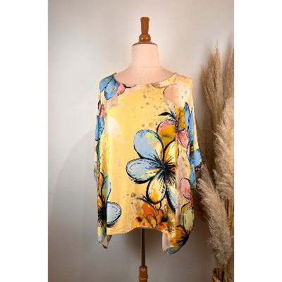 Tunique oversize imprimée soie & viscose grande taille