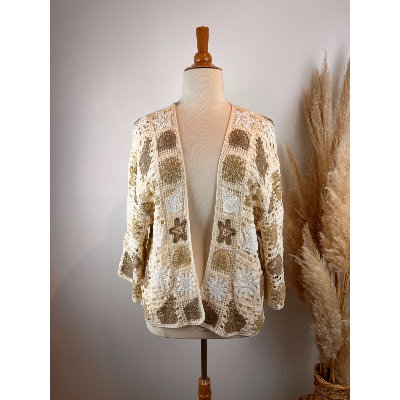 Veste boléro crochet en coton grande taille