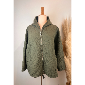 Veste capuche coton imprimé floral matelassé grande taille
