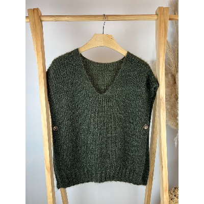 Pull sans manches maille mousseuse 44-46