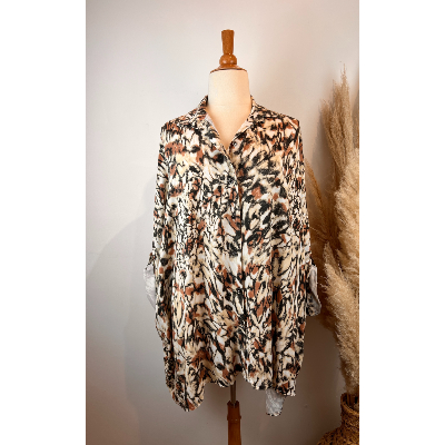 Chemise coton tencel imprimé marbré grande taille
