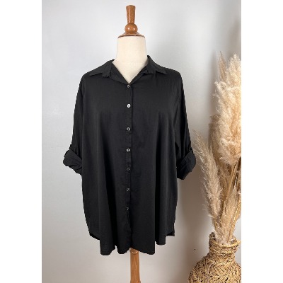 Chemise en coton unie grande taille