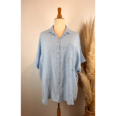 Chemise gaze de coton unie grande taille 