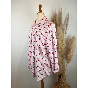 Chemise en gaze de coton rayures cœurs grande taille 50-54