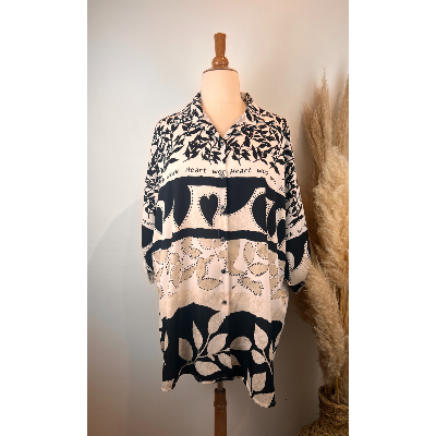 Chemise imprimé feuilles coeur grande taille 56/58