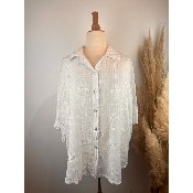 Chemise lin unie motif croix grande taille