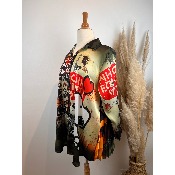Chemise Snoopy dos plissé camouflage grande taille