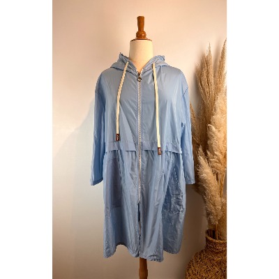 Imperméable coupe-vent à capuche mi-long grande taille