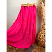 Jupe longue unie fluide avec ceinture grande taille