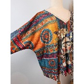Pull lurex manches longues Frida ethnique léopard Grande Taille
