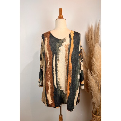 Pull maille duveteuse grande taille tye and die automnal