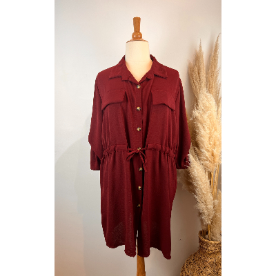 Robe chemise viscose bordeaux grande taille