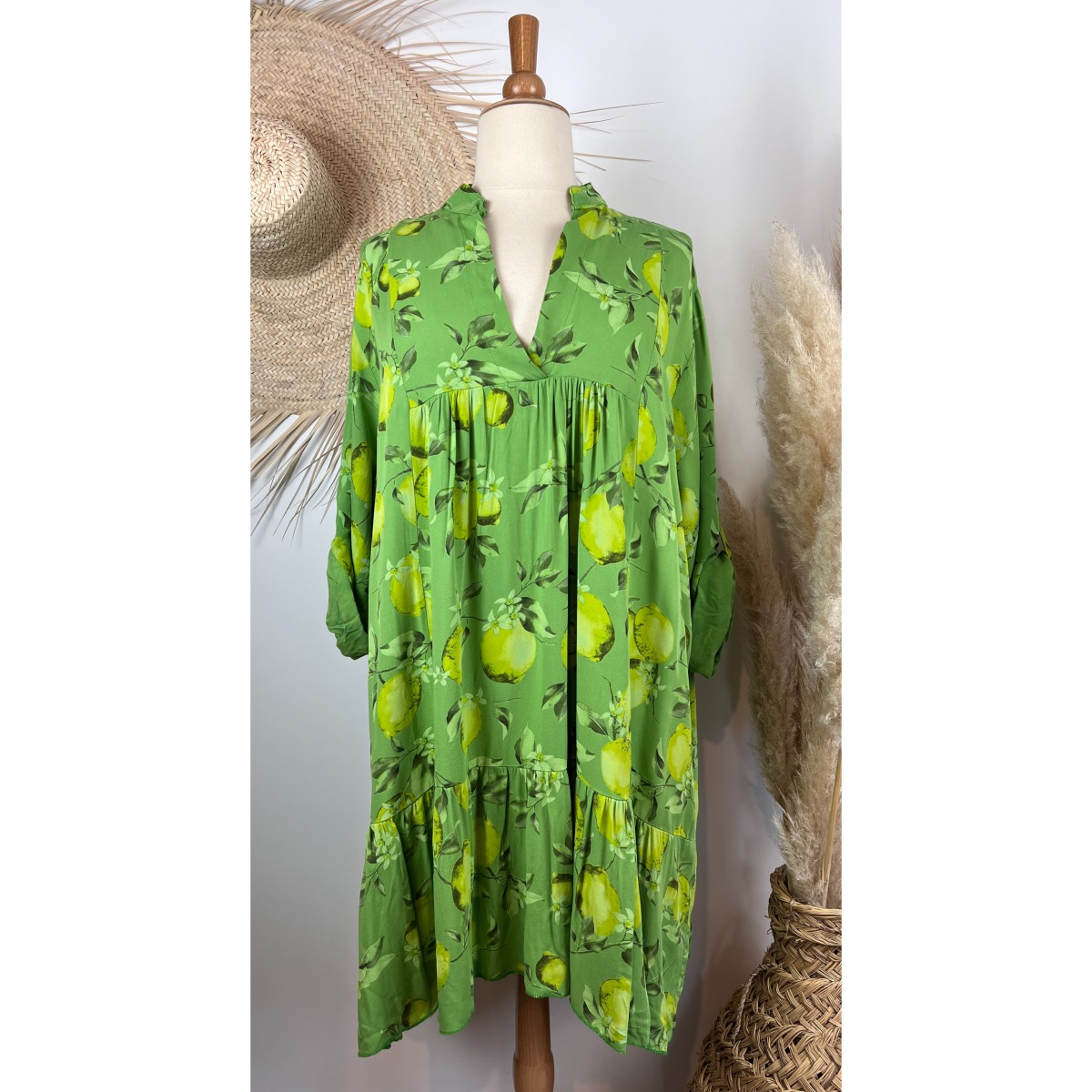 Robe Boh?�me Imprim?� Citrons Grande Taille |PASSION BOHEME