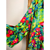 Robe longue imprimée coquelicots fond vert