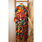 Robe longue imprimée multicolore