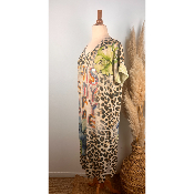 Robe longue lurex "Happy place" léopard grande taille