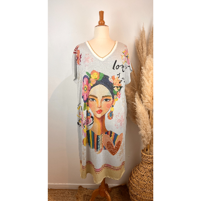 Robe longue lurex visage grande taille