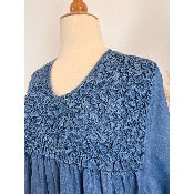 Robe longue en tencel haut smocké grande taille