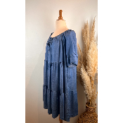 Robe tencel volantée col élastiqué grande taille