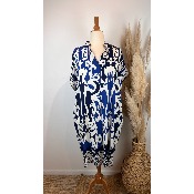 Robe viscose imprime grande taille bleue