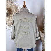 Veste army à patchs Peace & Love Grande Taille
